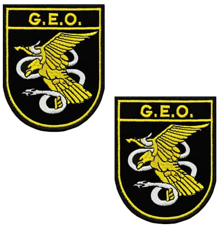 2 PCS Español GEO Parche Bandera de España Militar Táctico GEO Antiterrorismo Hook Loop Insignia Apliques para Ropa Bolsos Mochila Uniforme Jersey Chaleco Uniforme CS