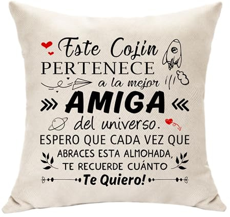 Hasodeo Mejor Amiga del Universo Regalos de Amigas Funda de Cojín Decorativa 45x45 cm Original Regalos para Amigo Mujer Cumpleaños Graduación Regalos de Amistad (Amiga)