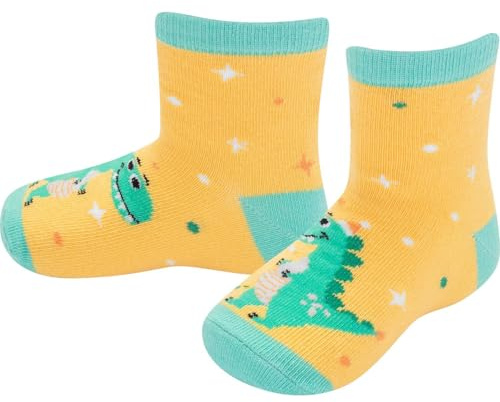 GRUSS & CO Zaubersocken Kleinkind Dino | Kindersocken, als Päckchen gepresst, Größe 24-29 | Geschenk für Kinder, lustige Überraschung | 74401