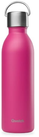 Qwetch - Bouteille Isotherme Active Magenta 600ml - Gourde avec Anse Inox Recyclé - 24h Froid et 12h Chaud - Etanche, Ergonomique & Compacte