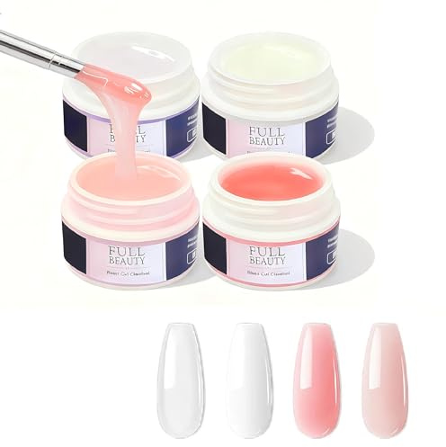 4 * 15ml Aufbaugel für Gelnägel,Builder Gel für Nägel,Nail Art Gel Nagel,Versiegelungsgel für Gelnägelzur Nagelverlängerung und Modellage