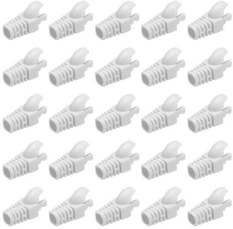 PATIKIL RJ45 Plug Connector Cover for Cat5 Cat5E Cat6 Cat7 White 50Pcs | Network Cable Boot Cover,for Laptops Desktop Computers Routers Smart TV Network Cameras Printers