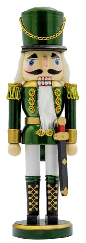 Kaladia Schiaccianoci in legno - Altezza: 38 cm - Moderno Schiaccianoci di Natale in verde - Decorazione tradizionale per il periodo natalizio