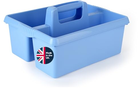Beldray Multipurpose Cleaning Caddy – Large Plastic Cleaning & Laundry Supplies Organiser, 2 x 5L Sections, Convenient Carry Handle, Versatile Storage Solution, Wipe-Clean, Under Sink Tool, Blue