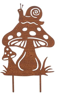 VOSSOT Rost Große Pilze Gartendeko, Roststecker Pilz Gartenstecker Herbst Rost Deko, Edelrost Metall Fliegenpilze Groß Gartendeko Roststecker Fliegenpilze Pilze Deko für Innen Außen Garten Dekoration