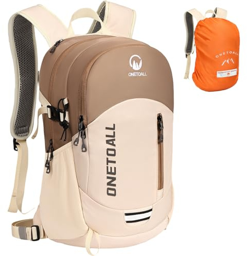 ONETOALL Wanderrucksack Damen, Diebstahlsicherer Tagesrucksack Damen, Wasserdichter Fahrrad Rucksack mit Rückenbelüftung zum Wandern Tagestour Radfahren Reisen Pendeln