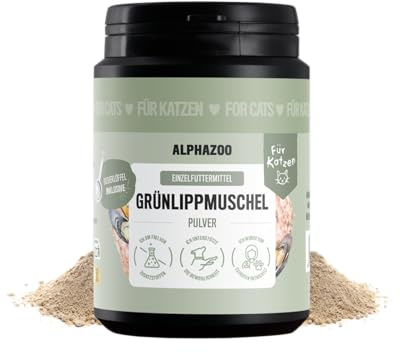 alphazoo Grünlippmuschel-Pulver 100g für Katzen – Vollfettqualität, reich an Omega-3, ohne Zusätze – natürliche Gelenkunterstützung für Senioren-Katzen und bewegungsarmen Wohnungskatzen