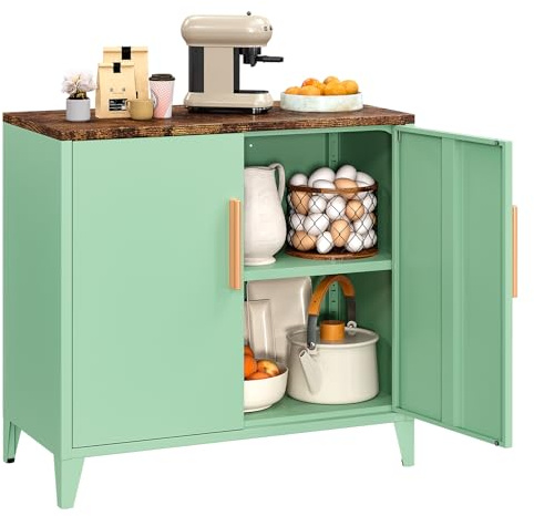 Sightlife Metallschrank Aktenschrank Büroschrank Aufbewahrungsschrank Stahlspind Mehrzweckschrank Metall Kommode Sideboard Flurschrank mit flexiblen Einlegeböden Grün