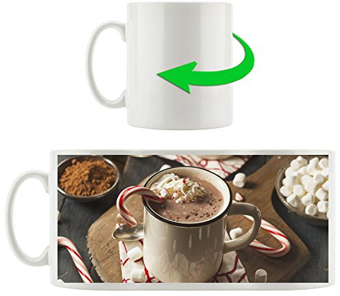 Stil.Zeit Heisse Schokolade mit Zuckerstange, Motivtasse aus weißem Keramik 300ml, Tolle Geschenkidee zu jedem Anlass. Ihr Neuer Lieblingsbecher für Kaffe, Tee und Heißgetränke