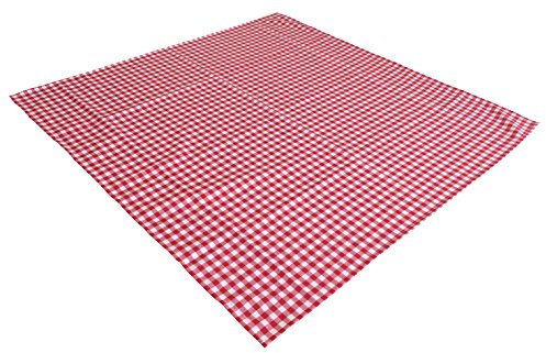 AKOR Textil Tischdecke Züchenkaro im Landhausstil (130 x 130 cm, weiß-rot)