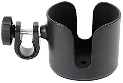 Tulimed Adjustable Cup Holder - Black - for Strollers, Walkers, Wheelchairs, Rollator & Knee Scooters Universal Drinking Cup Holder, Bottle Holder, by