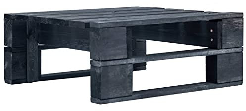 vidaXL Holz Gartenhocker für den Innen- und Außenbereich Fußbank Sitzhocker Couchtisch Beistelltisch Palettenmöbel Gartenmöbel Palettenhocker Hocker Schwarz
