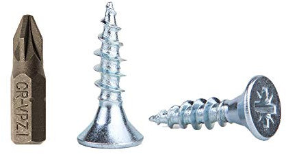 Paquete de 1000 tornillos para madera de acero chapado en zinc de 2,5 x 10 mm, tornillos de cabeza Pozi, sujetadores, avellanados, tornillos para aglomerado (1000)