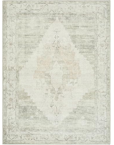 Livabliss x Becki Owens Luca Vintage Teppich - Area Rugs Wohnzimmer 120x170 cm, Esszimmer, Boden, Küche, Traditioneller Mehrfarbiger Boho-Stil, Pflegeleichter Flor, Bohemian Großer Teppich, Elfenbein