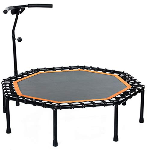 SUSHOP 48 Mini Trampolin Für Kinder Fitness Rebounder Trampolin Sechseck, Erwachsene Übung Mit Schaumhöhe Höhenverstellbarer Griff Geflecht Design Lautlos