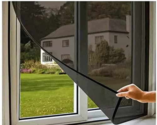 LEDLUX Kit Zanzariera Per Finestra Grande Misura 150X250cm, Adesiva Con Nastro Colore Bianca (150X300cm, Nero)