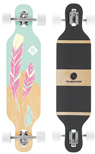 RollerCoaster Longboards Drop-Through The ONE Edition: Feathers, Palms, Stripes (Feathers)