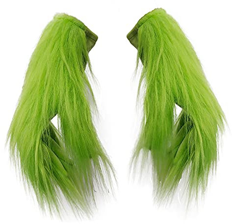 LePyCos The Grinch Maske Kostüm mit grünem pelzigem Fell für Weihnachten Cosplay Party Latex Requisiten (Handschuhe), Einheitsgröße