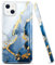luolnh Gold Glitter Sparkle Case Compatible with iPhone 13 Case Marble Design Shockproof Slim Soft Silicone TPU Bumper Cover Phone Case for iPhone 13 6.1 Inch 2021(White&Dark Blue)
