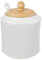 orion group Azucarero de porcelana con tapa y cuchara | Altura 11,5 cm | Porcelana blanca y madera de bambú | Azucarero ecológico