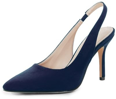 Trish Lucia Damen Slingback Spitze Stiletto Pumps Slip-on High Heels Büro Lady Sandalen Party Prom Dress Schuhe, navy, 38 EU