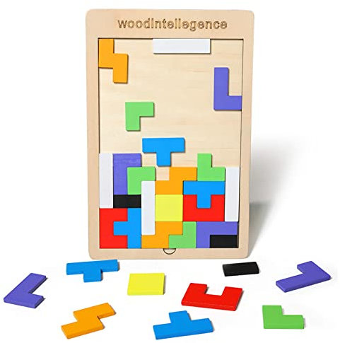 Anguxer Tangram Puzzle, Tetris, holzpuzzle ab 3 Jahre, Montessori Spielzeug, Montessori Bildungsgeschenk für Kinder