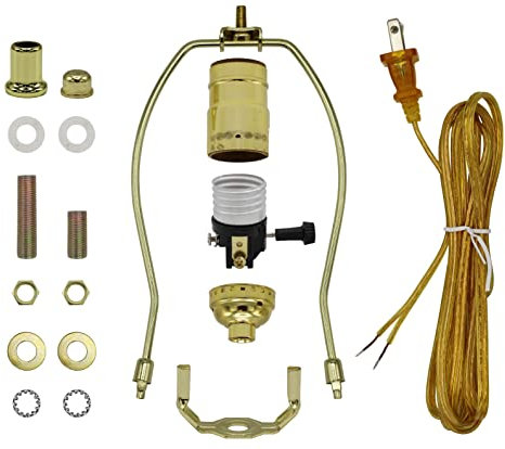 AONELAS Floor Lamp Making Kit - Repair or Rewire Lamps with All Premium Essential Parts, 10 Inch Harp and Extra Long 12 Foot Cord Included (Gold)