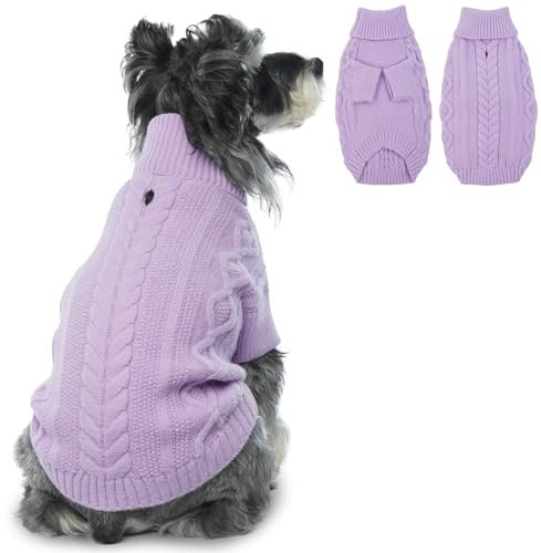 Hjumarayan Hundepullover - Schlicht & Elegant Pullover Hund, Warme Hundepullover Mittelgroße Hunde mit Geschirrloch für Leine, Schöner Hundepulli mit Beinen für Französische Bulldogge (Lila M)