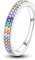 Hapour Mode-Stapelringe aus 925er-Sterlingsilber für Damen bunte Zirkonia Stapel-Ewigkeitsring Regenbogen-Schmuck Geschenke Größe 9