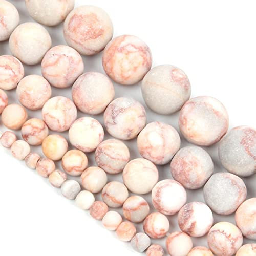 Naturstein-Perlen Rosen-Rosa-Quarz-Kristall-Perlen-Glas-Jaspis-Streifen-Achat-Perlen für die Schmuckherstellung DIY-Armband-Zusätze-mattiertes rotes Netz,8mm-über 45pcs