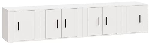 vidaXL Ensemble de Meubles TV 4 pcs, Armoires de Télévision avec Portes, Meubles Télé Salon Salle de Séjour, Moderne, Blanc Bois d'Ingénierie