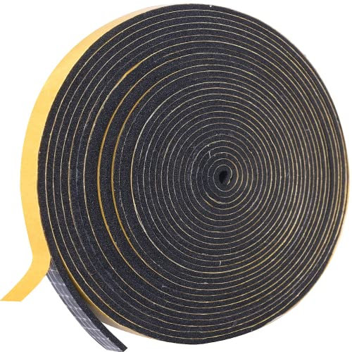 10M Dichtungsband Selbstklebend für Türen Fenster 10mm(B) x1.5mm(D) Schaumstoffband Türdichtung Fenster, Gummidichtung für Kollision Siegel Lärm Schalldämmung Schwarz(1 Rollen je 10M lang)