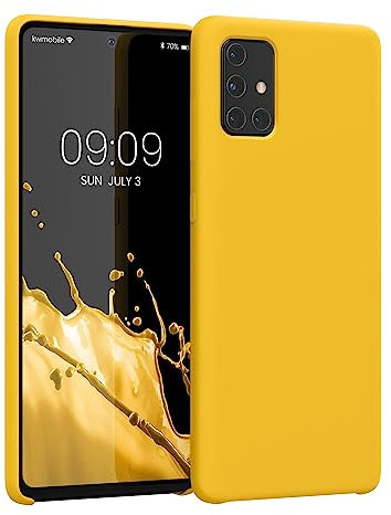 kwmobile Hülle kompatibel mit Samsung Galaxy A71 Hülle - Silikon Handy Case - Handyhülle weiche Oberfläche - kabelloses Laden - Strahlend Gelb