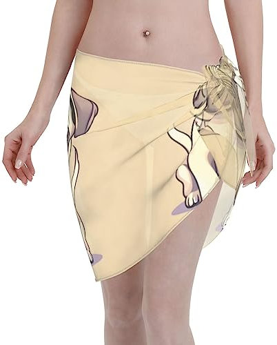 OdDdot Halbtransparenter Chiffon-Seiden-Sarong zum Trocknen und stilvoll, ideal für Strände, Pools, Kreuzfahrten, I Love Penguins, Lustige Cartoon Mops Welpen Hunde, onesize