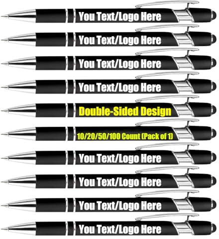 Kugelschreiber Personalisiert Hochwertig Kugelschreiber mit Gravur Tintenroller Kuli Schwarze Tinte 100 Stück Kugelschreiber Set Doppelseitiges Personalisiertes Logo/Text Schreibset mit Gravur