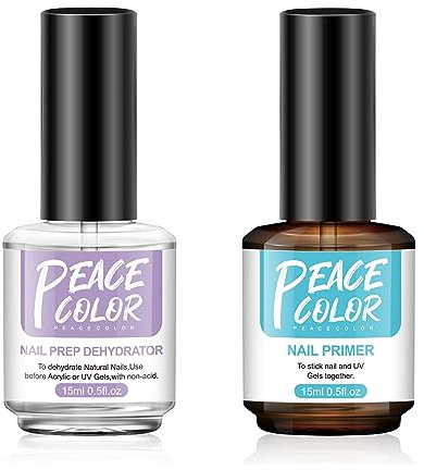 PEACECOLOR Nail Primer und Dehydrator-Set 15ML Nail Primer für Gelnägel und Dehydrator für Nägel Nail Dehydrator für Acrylnägel Gel Gelnägel Nagel Primer UV Gel Set