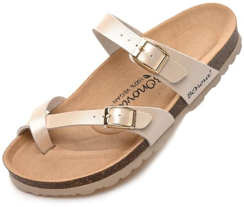 BOnova Damen Portofino Vegan in 4 Farben. Vegane Sommersandale für Frauen mit Kork-Fußbett - Hergestellt in der EU!