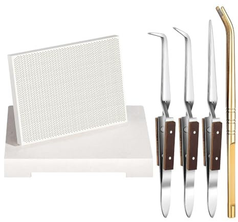 NISHZHU Kit de Soldadura de Joyería, Bloque de Soldadura, Placa de Soldadura de Cerámica en Forma de Panal, Alicates de Cobre, Pinzas de Soldadura, Herramientas y Suministros