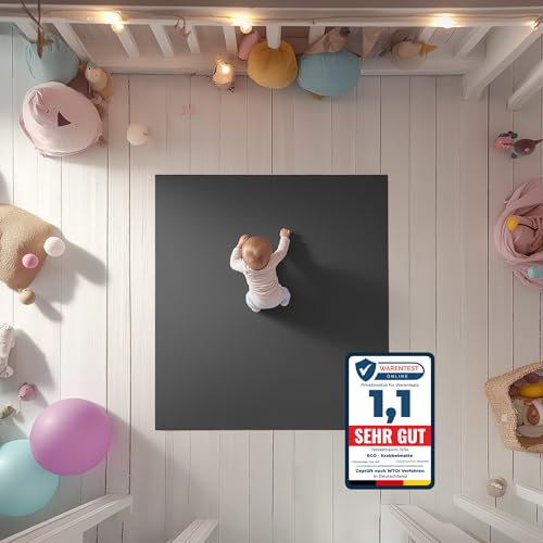 ECO Krabbelmatte Kleiner Räuber 120x220cm Grau - OEKO-TEX zertifizierte Krabbel- und Spielunterlage aus Deutschland. Für kleine Füße, die Großes vorhaben!