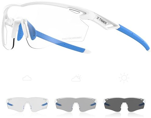 X-TIGER Photochrome Fahrradbrille Herren Damen UV400 Ideale Auto Selbsttönend Sonnenbrille für MTB, Radfahren, Outdoor Sport Hochwertige MTB Laufbrille