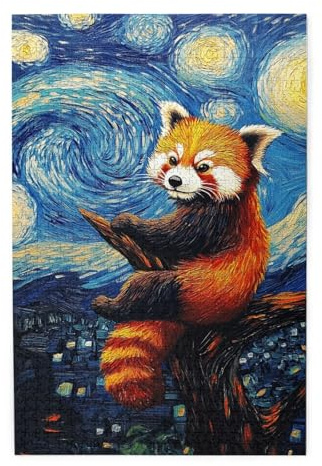 Liorosa Celestial Panda Observation Jigsaw Puzzles For Adults 1000 Pieces, Funny Cute Red Panda,Deep Relaxation For Yourself,Brainstorming For Stress Relief,Gifts For Friends And Family