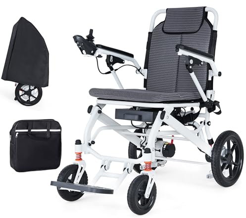 Tripaide 48KM(Nur 18KG) 2025 Neu Faltbar Rollstuhl Elektrisch mit 2 x 12AH-Akkus Rollstuhl Abdeckung Rucksack, All Terrain Leicht Elektrorollstuhl Elektro Rollstuhl