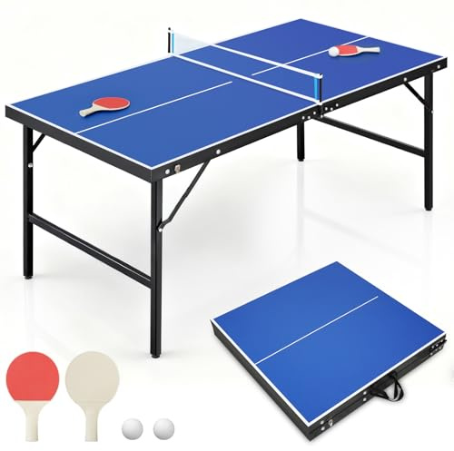 REAHOISY Portable Ping Pong Table, Foldable Indoor Table Tennis Tables Game