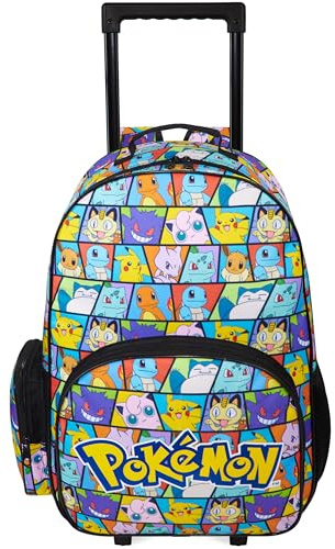 Get Trend Pokemon Sac a Dos Roulette, 2 en 1 Sac à Dos et Trolley avec Fermeture Eclair, École, Sport ou Voyage, Cadeau Enfant (Multi Pokemon)