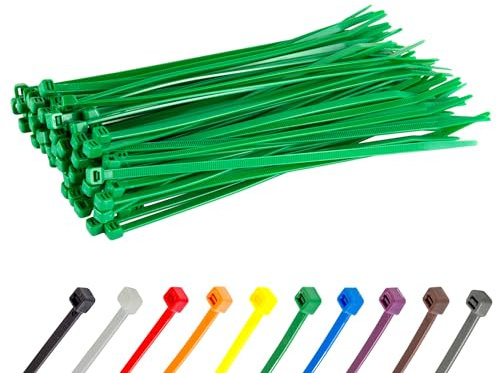Gocableties - Fascette Plastica Verdi - 200 mm x 4,8 mm - 100 Pezzi - Fascette Elettricista