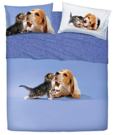 Bassetti Bettwäsche-Set für Einzelbett, Linie Natur, 100 % Baumwolle, hergestellt in Italien, 1 Bettlaken (mit Volant von 40 cm), 160 x 280 cm, 1 Spannbettlaken 90 x 200 cm und 1 Kissenbezug 50 x 80