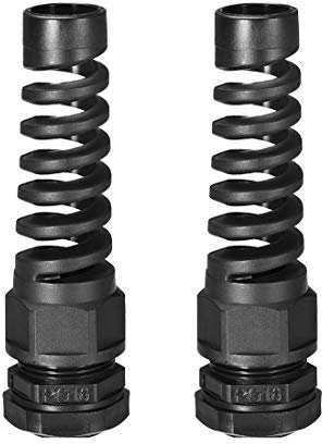 uxcell PG16 Cable Gland Waterproof IP68 Nylon Joint Adjustable Locknut with Strain Relief for 8-14mm Dia Wire, 2 Pcs