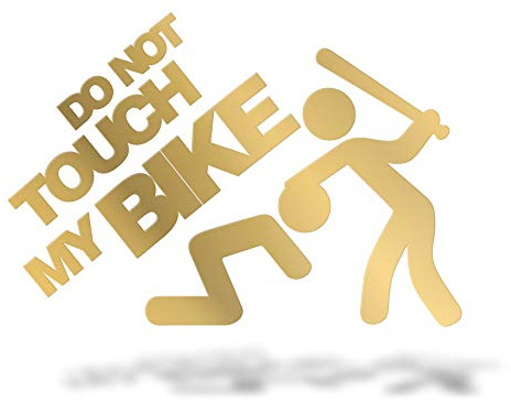 ERREINGE Sticker, goldfarben, 15 cm – Don't Touch My Bike – Aufkleber für Laptop Auto Motorrad Helm Wohnmobil