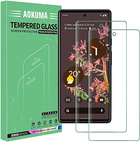 AOKUMA für Google Pixel 6 Panzerglas, 【2 Stücke】 Glas kompatibel mit Google Pixel 6 Schutzfolie, Premium Glasfolie mit 9H Härte, Anti Kratzer