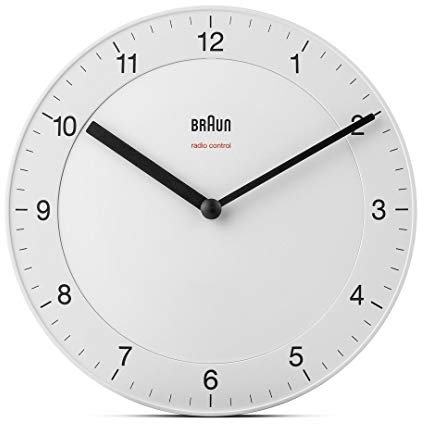 Braun Funkwanduhr Wanduhr, Kunststoff, Weiß, normal